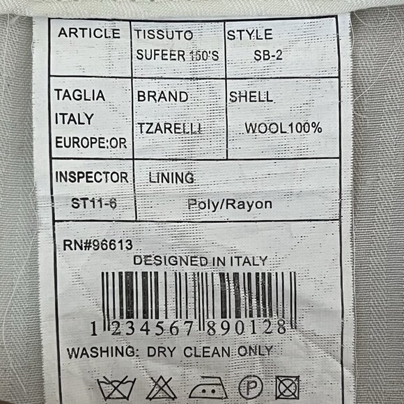 TZARELLI ITALY Mens Tan Wool Striped Dress Pants 34x27.5 Flat Front Straight Leg - Picture 7 of 11